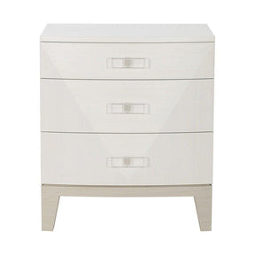 Axiom Compact Nightstand 26-Inch Linear White with Acrylic Hardware | Bernhardt