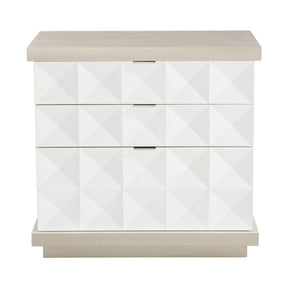 Axiom Nightstand 33.63-Inch Linear Gray & White Linen Finish | Bernhardt