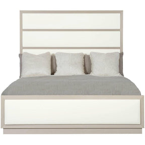 Axiom Upholstered Tall Panel Bed in Linear Gray Finish | Bernhardt