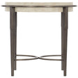 Barclay Sculptural Side Table with Honed White Travertine & Antique Pewter | Bernhardt