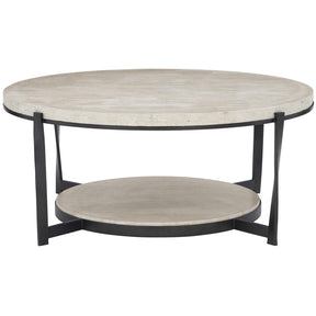 Berkshire 43-Inch Round Cocktail Table Laminated Stone & Steel – Bernhardt