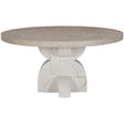 Constantin Sculptural Round Pedestal Dining Table Flaxen Oak & Vellum Base | Bernhardt