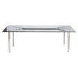 Cristobal Modern Rectangular Glass Dining Table with Polished Stainless Steel Base | Bernhardt
