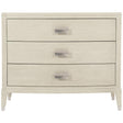 East Hampton Three-Drawer Nightstand Cerused Linen with Aged Silver Hardware | Bernhardt