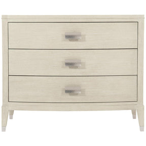 East Hampton Three-Drawer Nightstand Cerused Linen with Aged Silver Hardware | Bernhardt