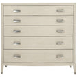 East Hampton Transitional Tall Drawer Chest Cerused Linen Ash with Aged Silver Hardware | Bernhardt