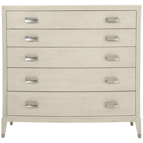 East Hampton Transitional Tall Drawer Chest Cerused Linen Ash with Aged Silver Hardware | Bernhardt