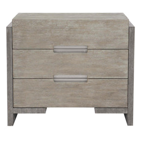 Foundations Nightstand Three-Drawer Light Shale & Dark Shale Acacia with USB Ports | Bernhardt