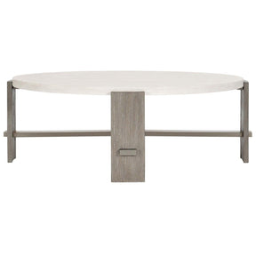 Foundations Round Cocktail Table Light Shale & Linen Acacia – Bernhardt