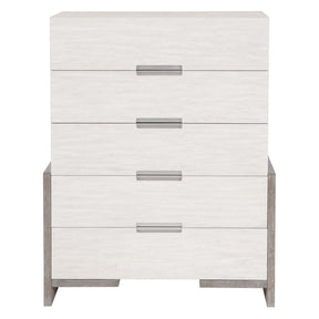 Foundations Modern Rustic Tall Drawer Chest Two-Tone Linen & Light Shale Finish | Bernhardt