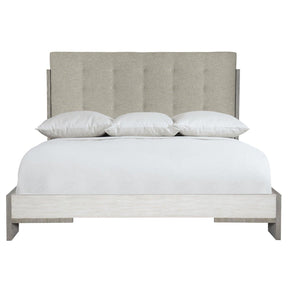 Foundations Upholstered Panel Bed in Light Shale & Linen Finish | Bernhardt