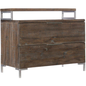 Haines Nightstand 2-Drawer Sable Brown Wood with Gray Mist Metal | Bernhardt