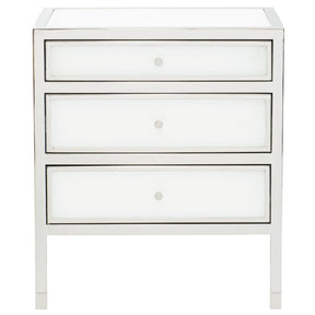 Blanca Compact Nightstand 26-Inch Snow Glass & Stainless Steel | Bernhardt - sold by Home Elegance USA