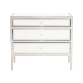 Blanca Nightstand 34-Inch Snow Glass & Stainless Steel | Bernhardt