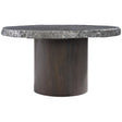 Cahill Rustic Modern Round Aluminum & Suar Wood Dining Table Gray Brown | Bernhardt
