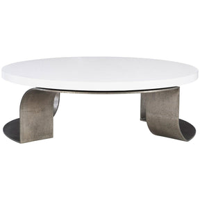 Catalina 52-Inch Round Cocktail Table White Plaster & Graphite – Bernhardt