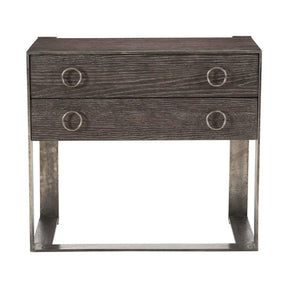 Dixon Nightstand Weathered Charcoal Oak with Graphite Metal Frame | Bernhardt