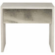 Lowe Nightstand Jicama White Oak with Shiny Nickel Drawer Front | Bernhardt