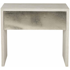 Lowe Nightstand Jicama White Oak with Shiny Nickel Drawer Front | Bernhardt