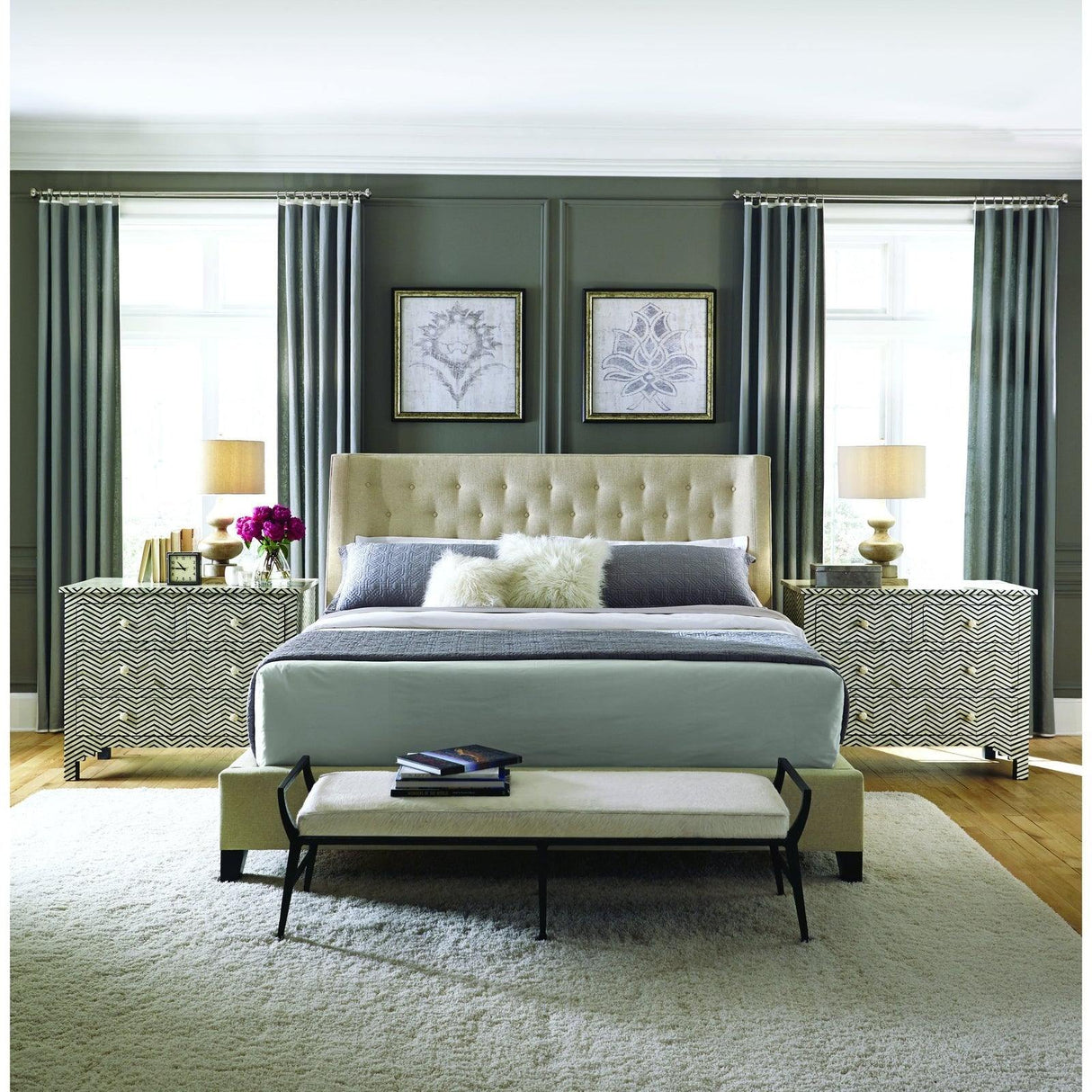 Bernhardt Interiors Maxime Wing Bed 57.5" - Home Elegance USA