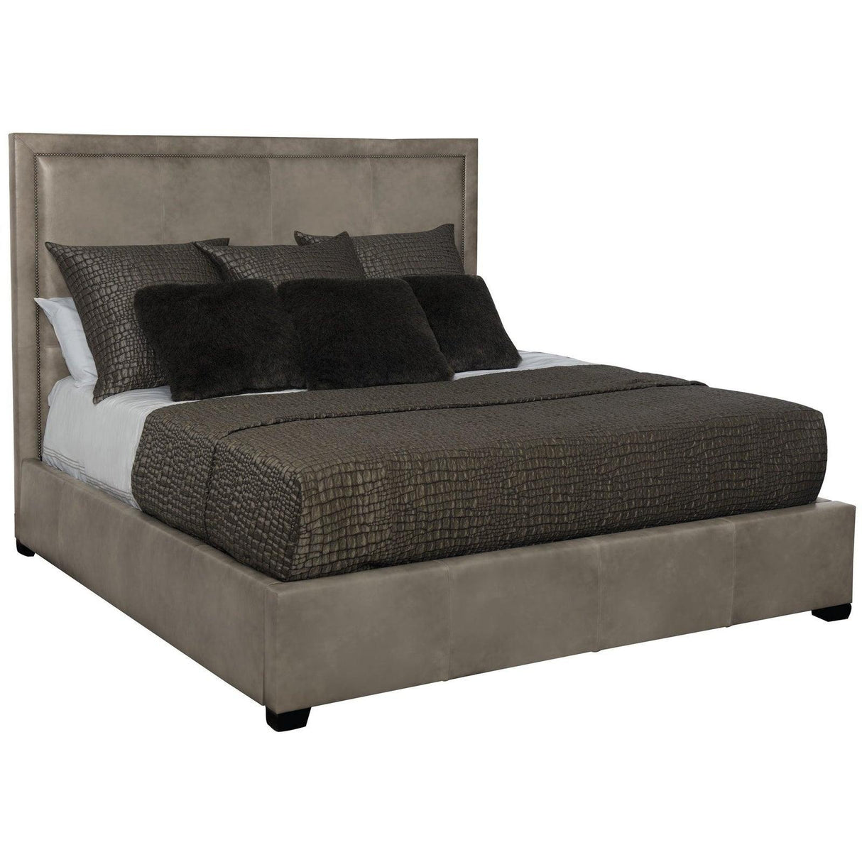 Bernhardt Interiors Morgan Leather Panel Bed 54" - Home Elegance USA