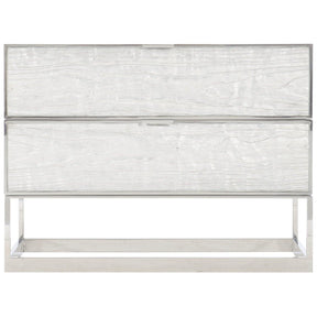 Parkhurst Nightstand High-Sheen White Lacquer with Stainless Steel | Bernhardt