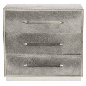 Parkin Nightstand Gray Hair-on-Hide with Stainless Steel Base | Bernhardt