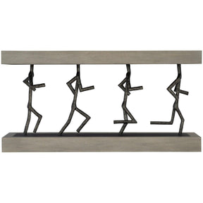 Theo Console Table Cerused Greige Oak & Cast Iron Figures | Bernhardt