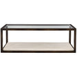 Kinsley Cocktail Table in Bronze Glass & White Travertine – Bernhardt