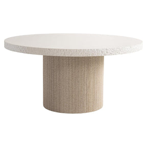 Kiona Organic Round Pedestal Dining Table Crema Faux Stone Top & Sandbar Rope Base | Bernhardt