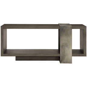 Linea Console Table Cerused Charcoal Oak & Textured Graphite Metal | Bernhardt