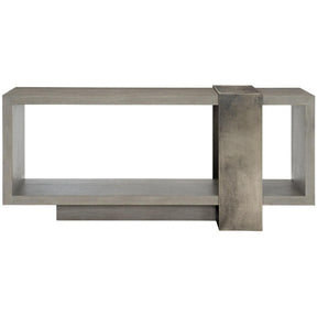 Linea Console Table Cerused Greige Oak & Textured Graphite Metal | Bernhardt
