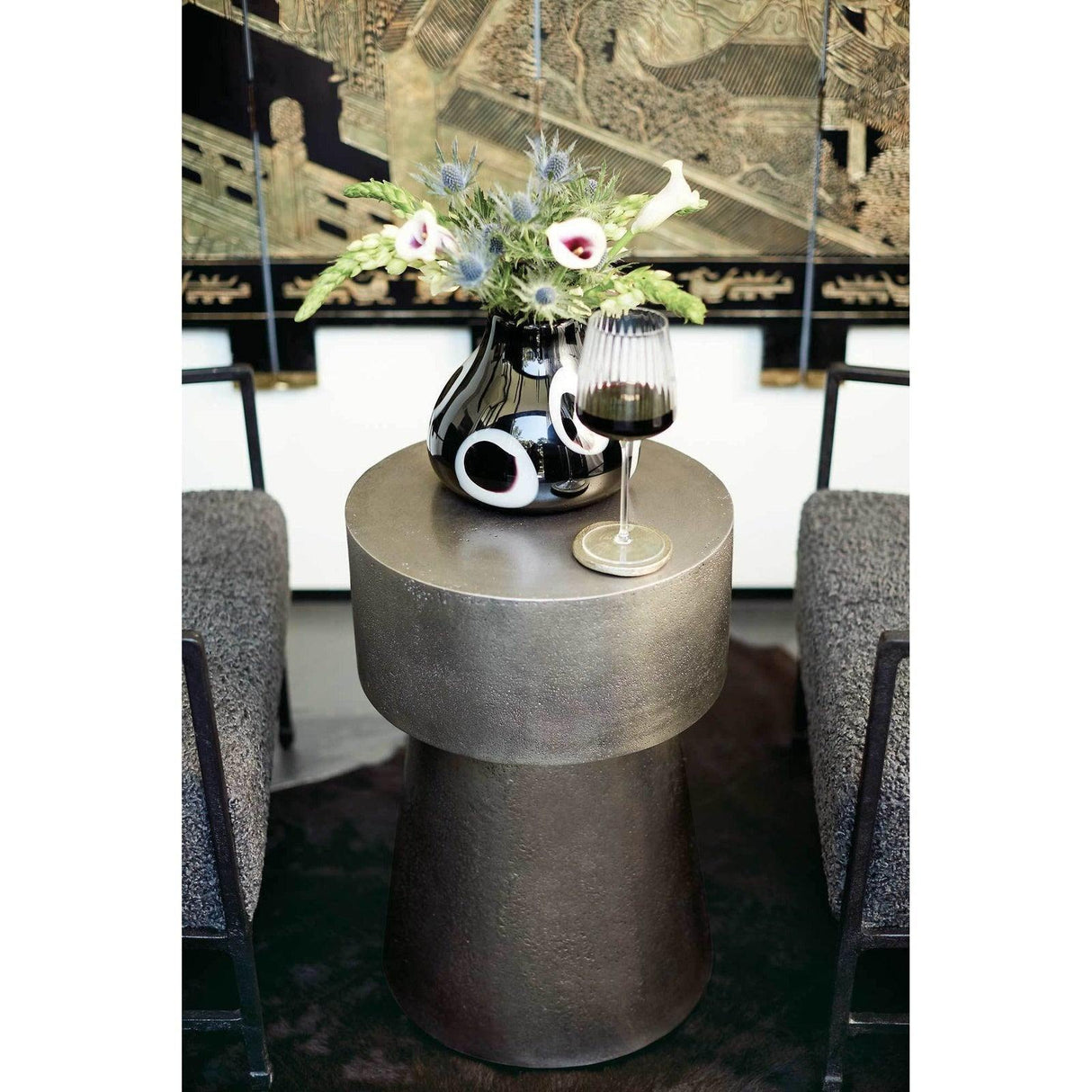 Bernhardt Linea Metal Round Chairside Table - Home Elegance USA