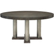 Linea Rustic Modern Round Oak & Cast Aluminum Dining Table Cerused Charcoal & Graphite | Bernhardt