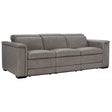 Lioni Power Motion Sofa in Gray Leather | Bernhardt | Transitional with Power Recline & USB Charging