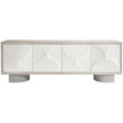 Lunula 86-Inch Entertainment Credenza in Flaxen with Vellum Resin & Concrete Base – Bernhardt