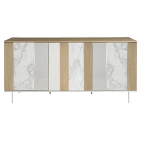Modulum 75-Inch Buffet in Sahara Wood with Faux Stone & Stainless Accents – Bernhardt