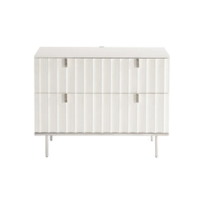 Modulum Nightstand Adobe Faux Stone with Fluted Drawers & USB | Bernhardt