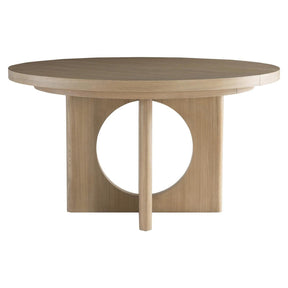 Modulum Mid-Century Modern Round-to-Oval Extendable Dining Table Sahara Oak | Bernhardt