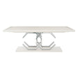 Silhouette Rectangular Extendable Dining Table in Eggshell & Polished Stainless Steel | Bernhardt