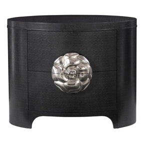 Silhouette Nightstand Figured Onyx with Camellia Pull | Bernhardt