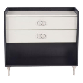Silhouette Nightstand Onyx and Eggshell with Stainless Steel Accents | Bernhardt