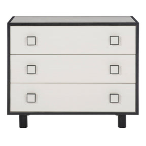 Silhouette Nightstand Eggshell and Onyx with Geometric Pulls | Bernhardt