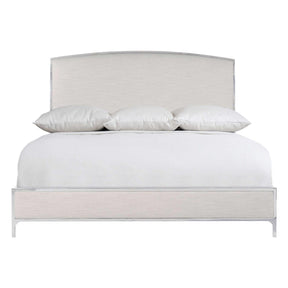 Silhouette Panel Bed King Stainless Steel Cream Upholstery | Bernhardt