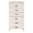 Silhouette Glam Modern Tall Drawer Chest Eggshell Finish with Stainless Steel Accents | Bernhardt