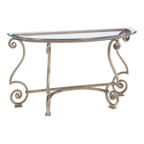 Solano Demilune Console Table Glass Top & Aged Bronze Iron Base | Bernhardt - sold by Home Elegance USA