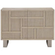 Solaria Modern Door Chest Dune Oak with Nickel Legs & Geometric Overlays | Bernhardt