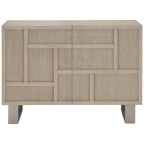 Solaria Modern Door Chest Dune Oak with Nickel Legs & Geometric Overlays | Bernhardt