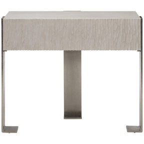 Solaria Nightstand Weathered Bone Finish with Tripod Metal Base and USB | Bernhardt