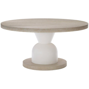 Solaria Modern Round Pedestal Dining Table Dune Oak & Fossil Faux Stone | Bernhardt